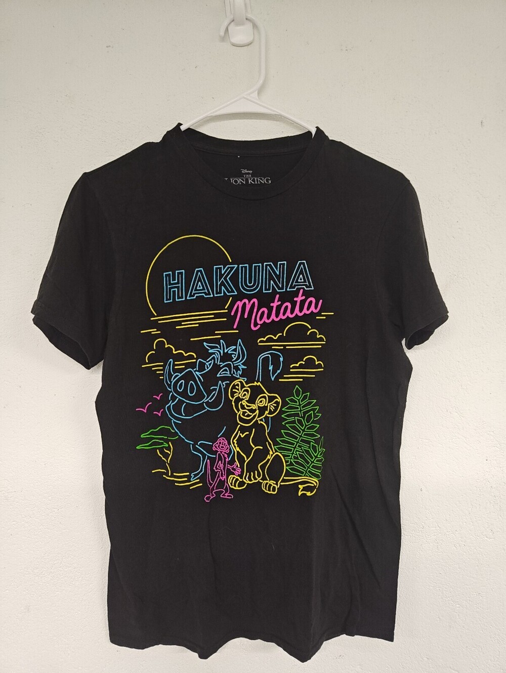 Disney The Lion King Hakuna Matata Neon Graphic T Shirt Men’s S Black